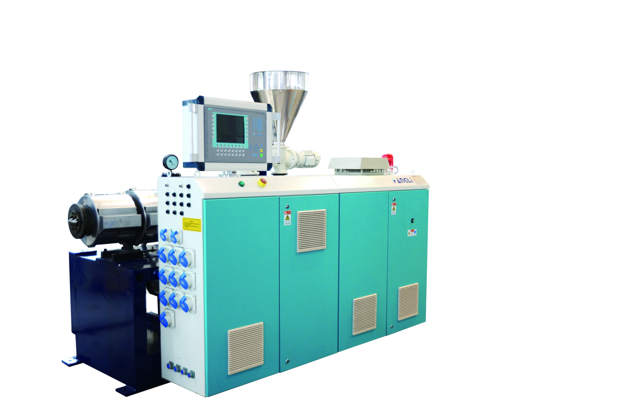 Konisk dubbelskruv plastextruder